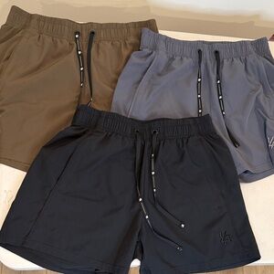 YoungLA Men's Athletic Shorts - 3 pair - Black, Gray, Brown